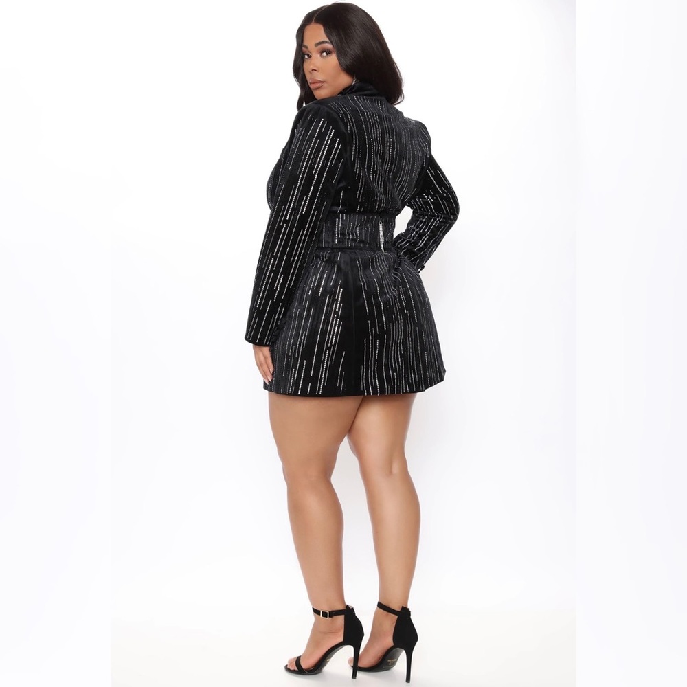 Belted rhinestone blazer dress